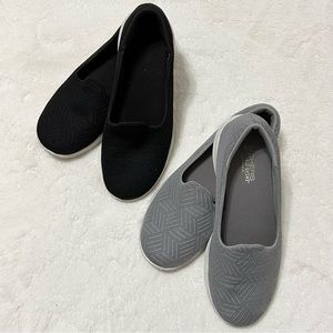 Skechers Go Walk Lite Loafer Sneakers Two Pairs Black and Grey 8.5